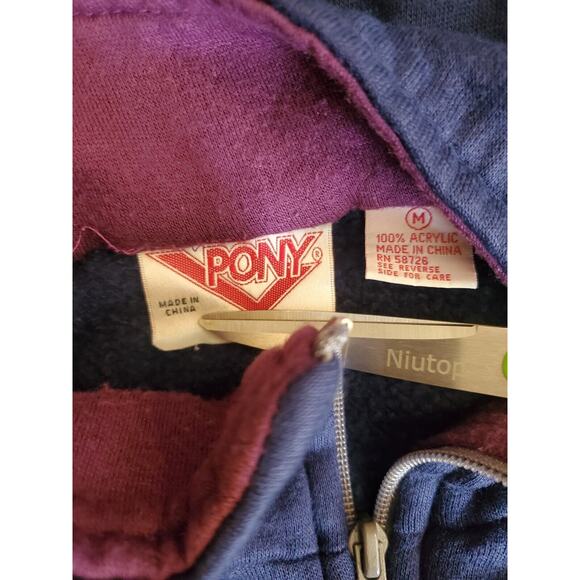 Vintage Pony Zip Up Track Jacket Purple Gray Blue Logo Size Medium (M) EUC - Picture 4 of 4